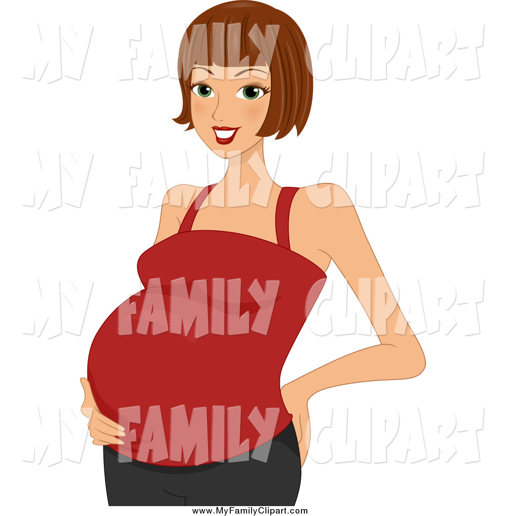 1024x1044 Clip Art Of A Beautiful Brunette White Pregnant Woman In A Red