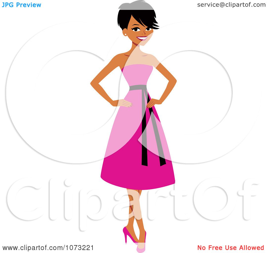 1080x1024 Clipart Beautiful Black Woman In A Pink Dress