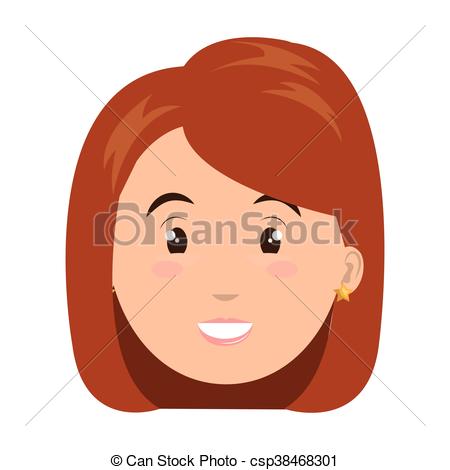 450x470 Young And Beautiful Woman Cartoon Face, Vector Illustration
