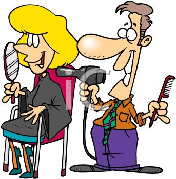 343x350 Male Hairstylist Cutting A Woman's Hair In A Salon