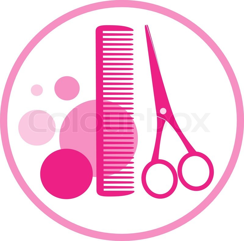 800x792 Round Sign Of Hair Beauty Salon With Scissors Stock Vector