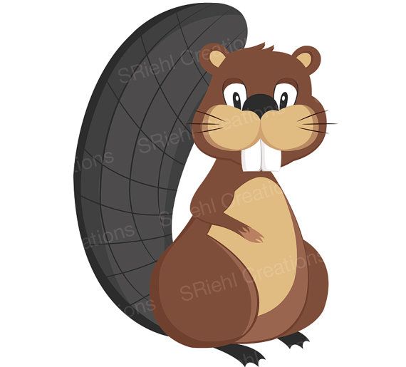 570x515 Woodland Friends Beaver Vector Clip Art Commercial Use Forest