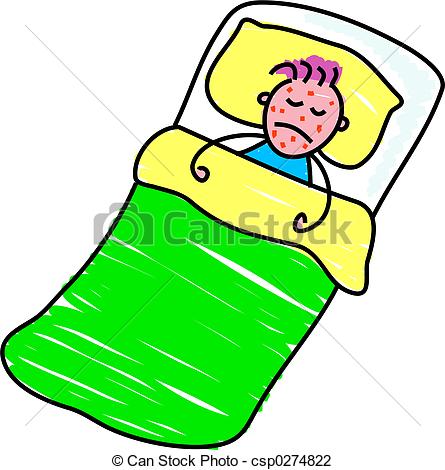 445x470 Sick Kid. Little Boy In Bed With Chickenpox