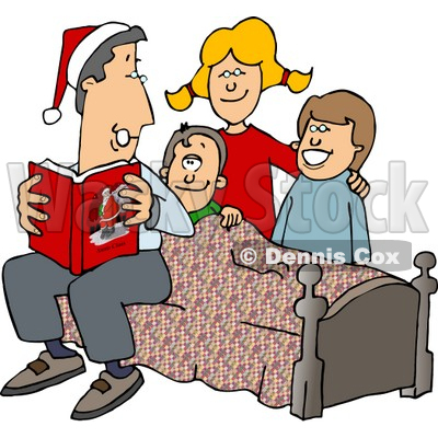 400x400 Father Reading A Bedtime Christmas Story To His Sons And Daughter