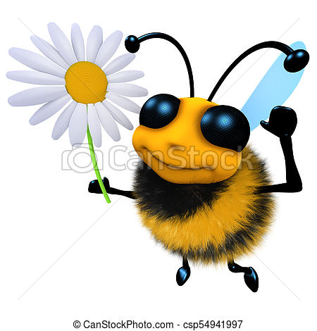 450x470 3d Funny Cartoon Honey Bee Character Holding A Daisy Flower