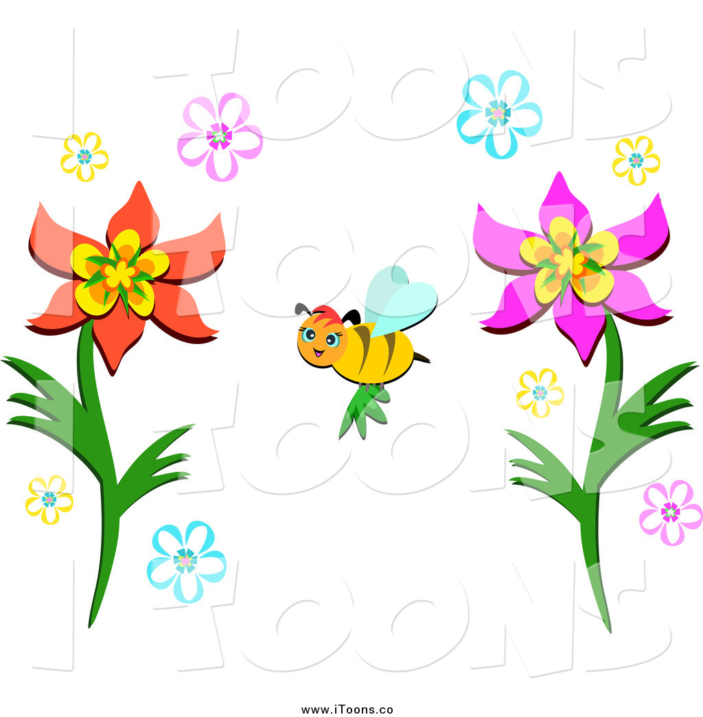 1024x1044 Vector Clip Art Of A Bee Pollinating Flowers By Bpearth