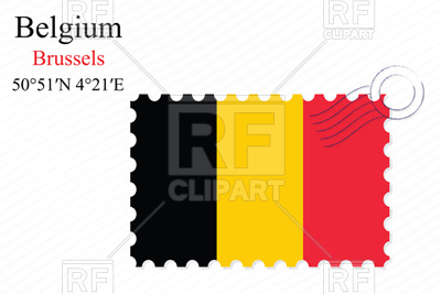 400x267 Postage Stamp With Flag Of Belgium Royalty Free Vector Clip Art