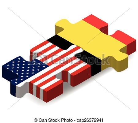 450x402 Usa And Belgium Flags In Puzzle Isolated On White Background Eps