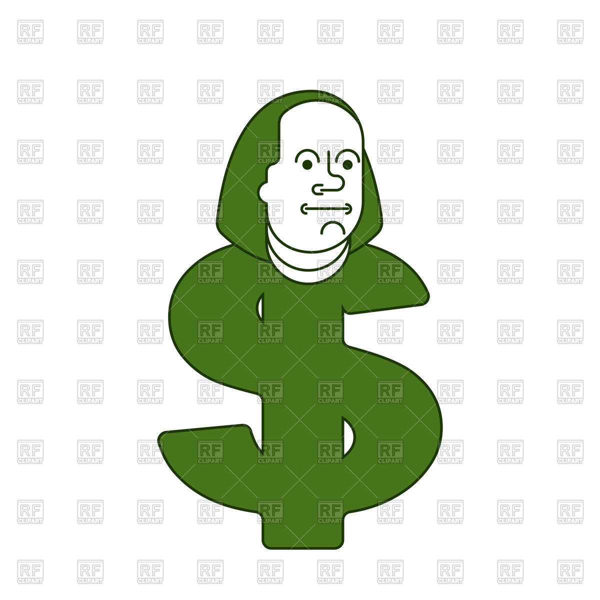 1200x1200 Portrait Of Benjamin Franklin On Dollar Sign Royalty Free Vector