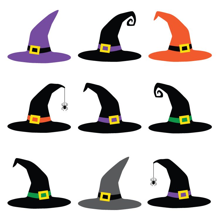 750x750 Witch Hat Cut Files + Clip Art