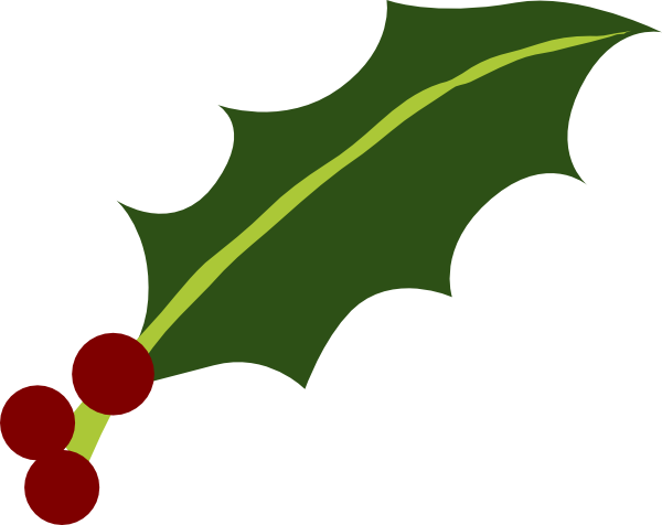 600x476 One Holly Leaf 3 Berries Clip Art