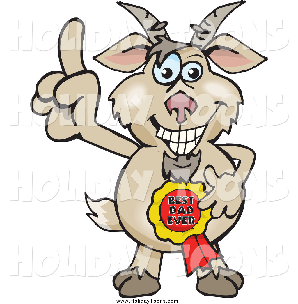 1024x1044 Royalty Free Holiday Cartoon Of A Goat Wearing A Best Dad Ever