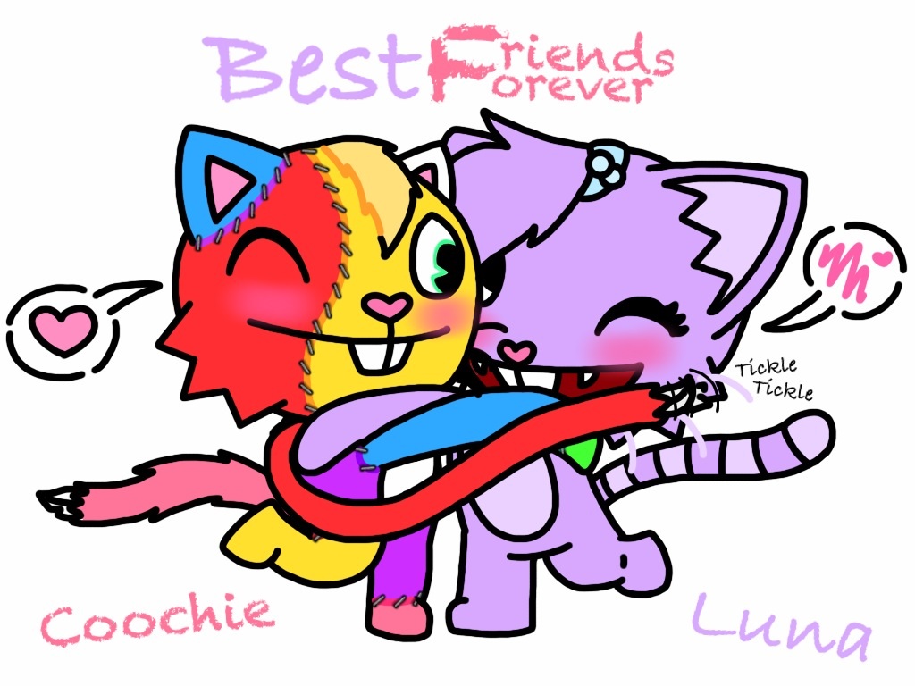 1024x768 Luna And Coochie Best Friends Forever By Raccoontwin 3