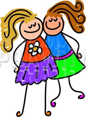 326x444 Clip Art Cartoon Friends Happy Cartoon Two Little Girl Friends