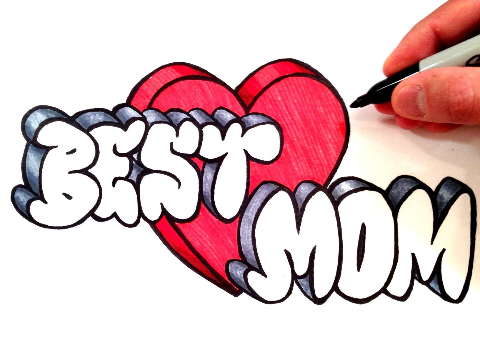1632x1224 How To Draw Best Mom With A Heart In 3d