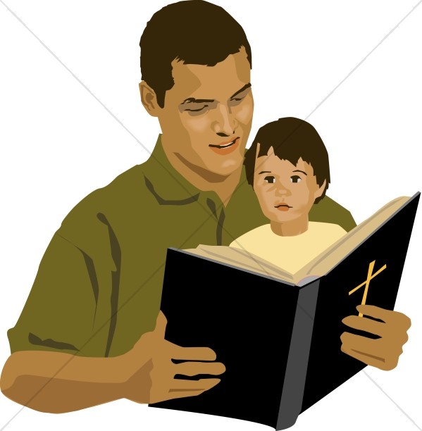 599x612 Father And Son With Bible Homeschool Clipart