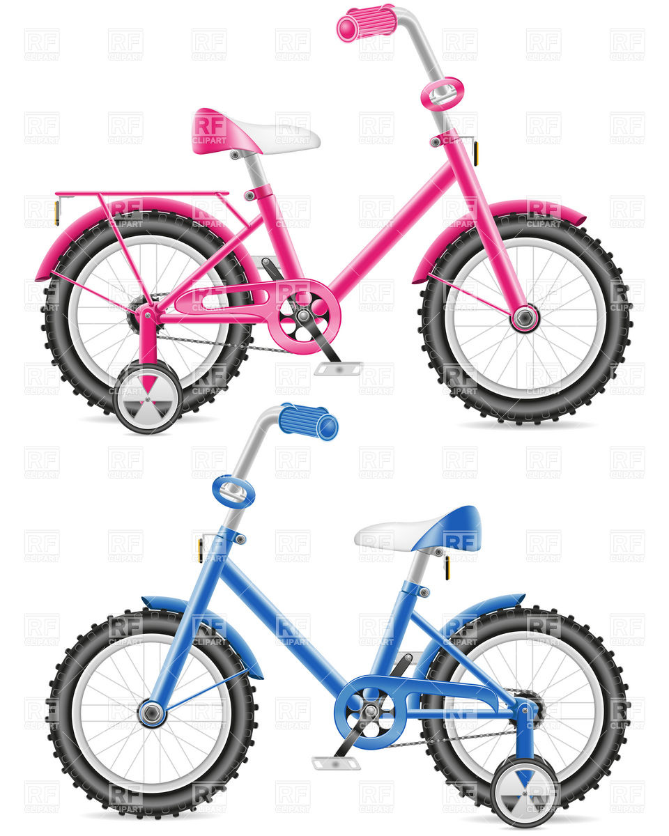960x1200 Pink And Blue Kids Bicycle Royalty Free Vector Clip Art Image