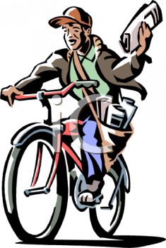 235x350 Retro Clip Art Of A Paper Boy On His Bike