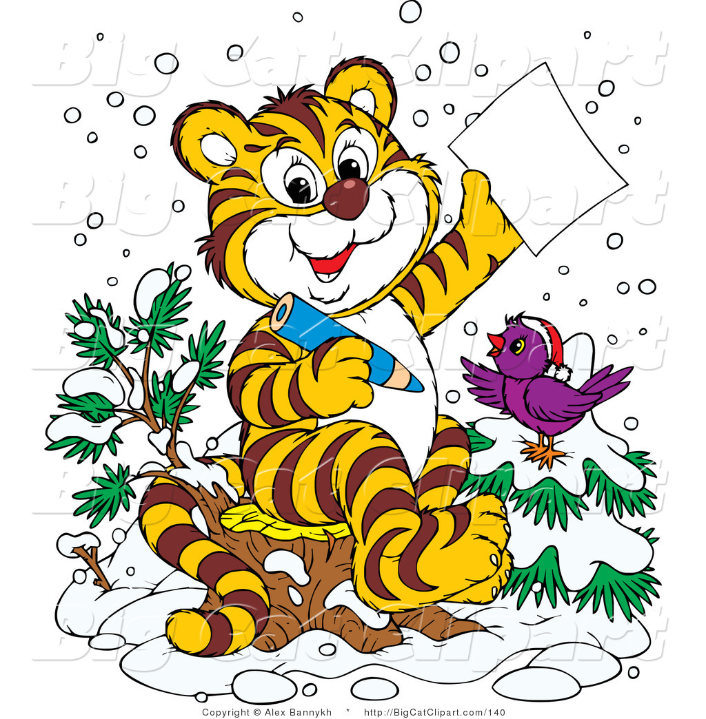 1024x1044 Big Cat Clipart Of A Chirping Purple Bird In The Snow Wearing