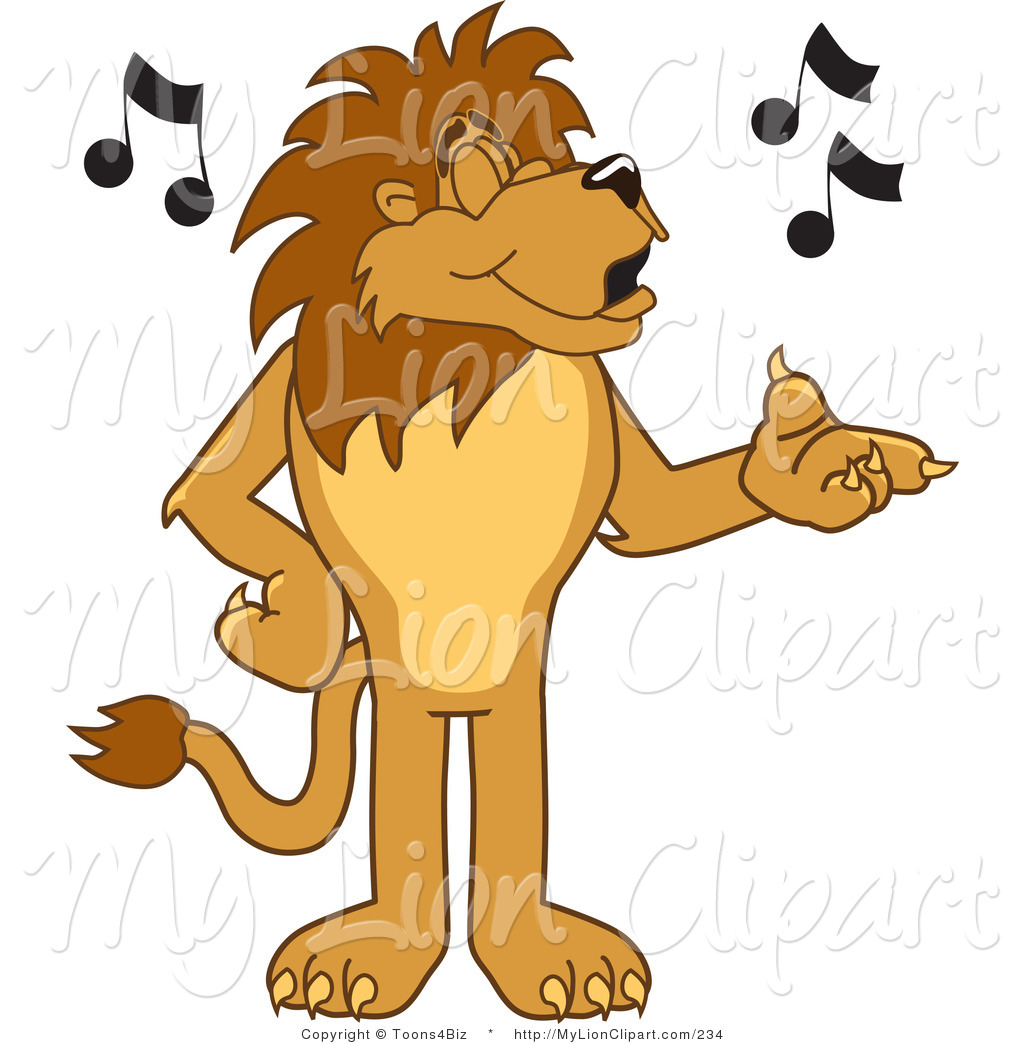 1024x1044 Clipart Of A Lion Character Mascot Singing Music Notes By