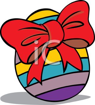 317x350 Cartoon Striped Easter Egg With A Big Bow
