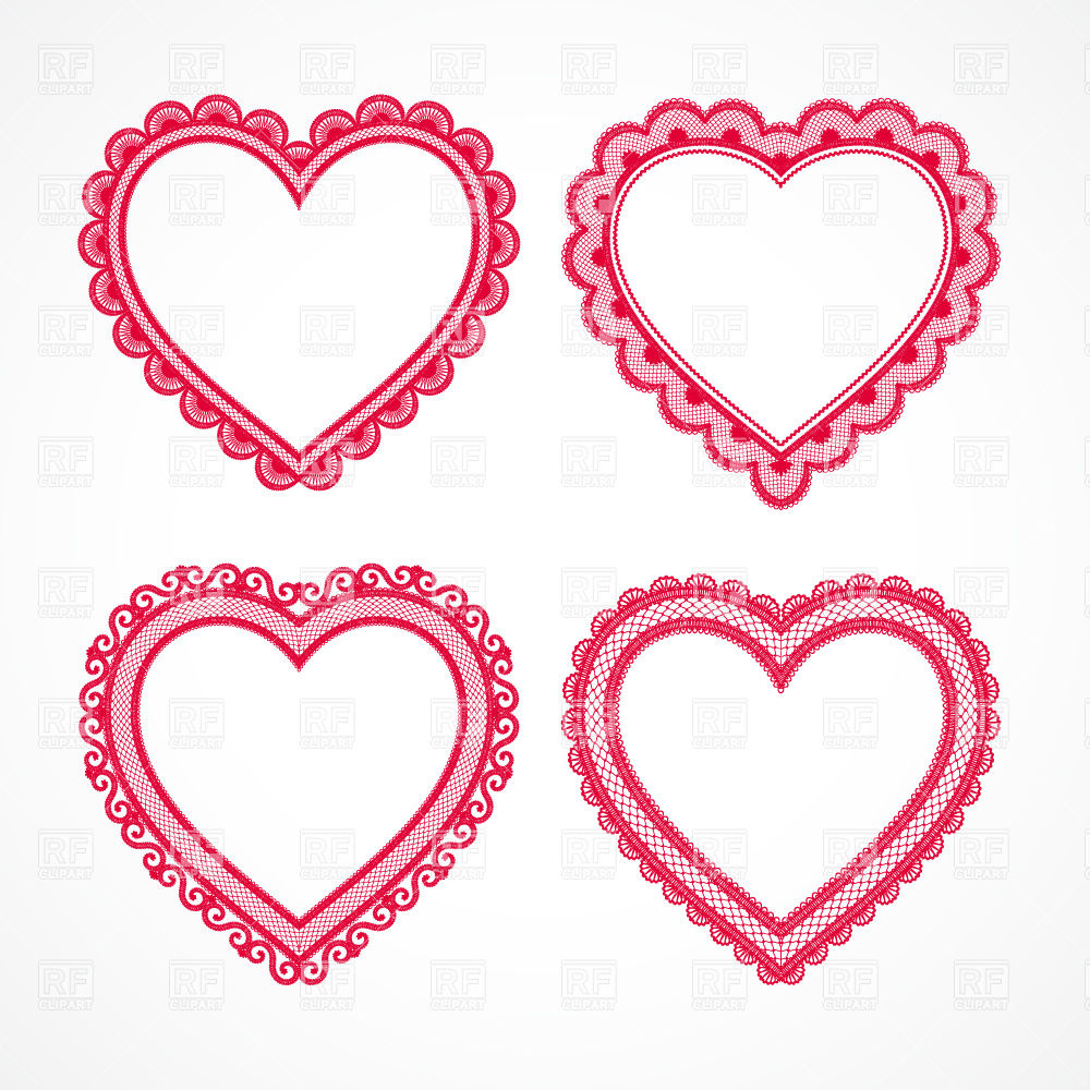 1000x1000 Lacy Heart Set Royalty Free Vector Clip Art Image