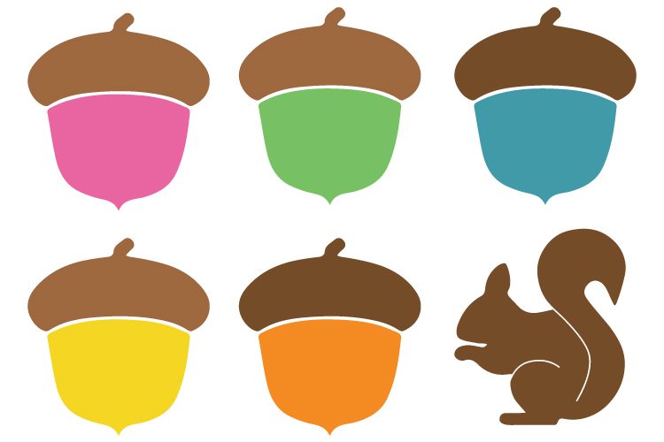750x500 Acorn Clip Art + Cut Files