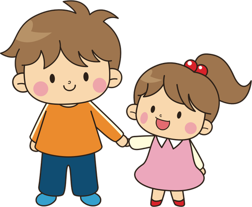 500x411 Older Brother And Younger Sister Public Domain Vectors