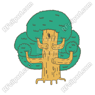 400x400 Big Tree Sketch Isolated Royalty Free Vector Clip Art Image