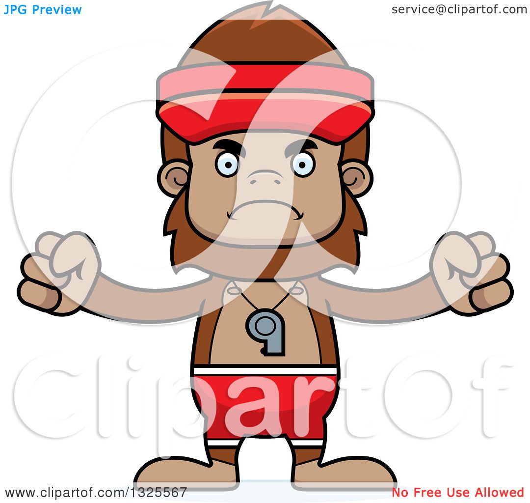 1080x1024 Clipart Of A Cartoon Mad Bigfoot Lifeguard
