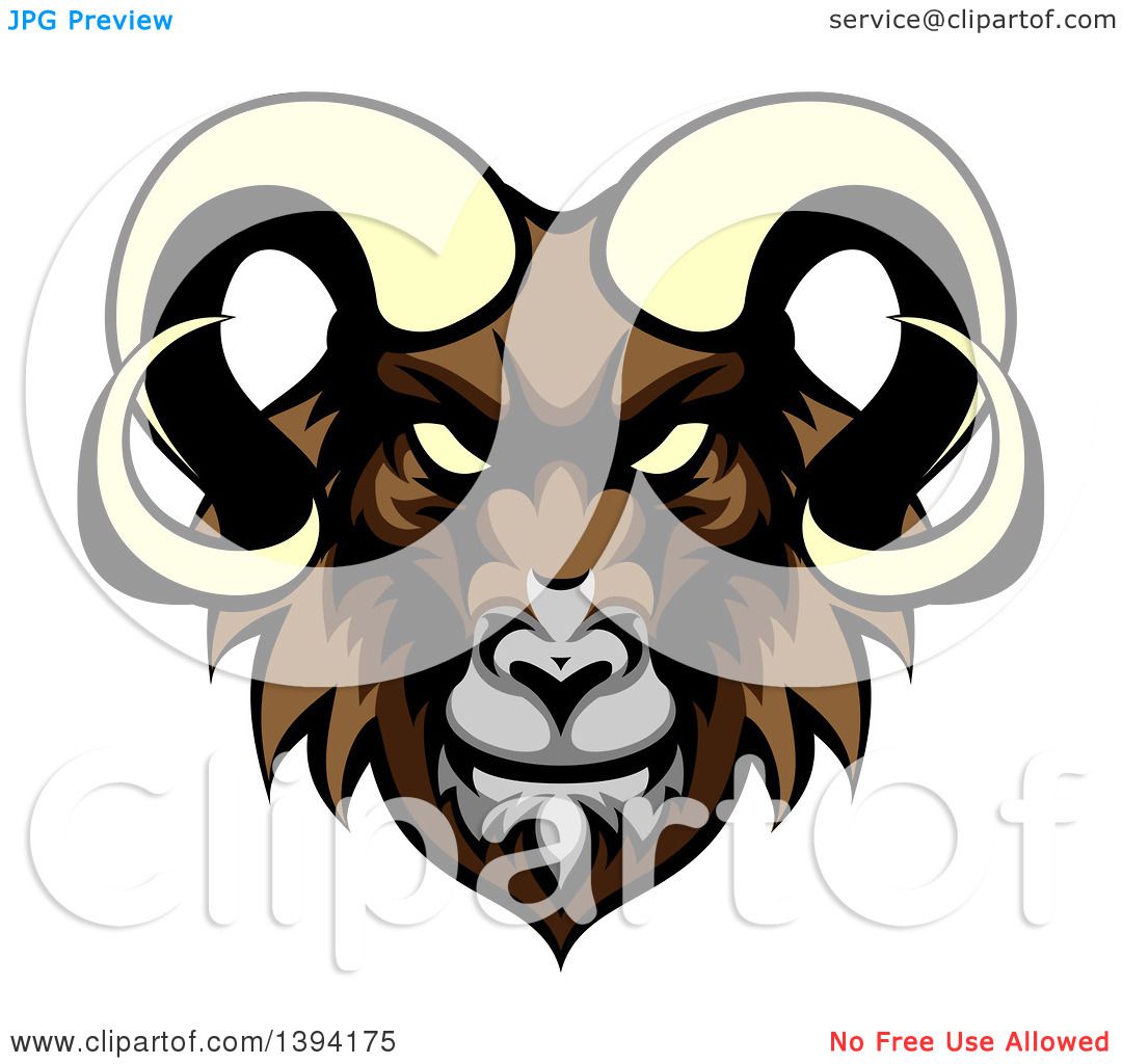 1080x1024 Clipart Of A Cartoon Demonic Angry Ram Head Mascot