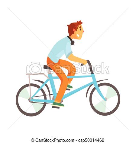 450x470 Cyclist Male In Casual Clothes Riding A Bike. Sport Clip Art