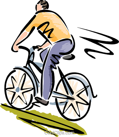 418x480 Man Riding His Bicycle Royalty Free Vector Clip Art Illustration