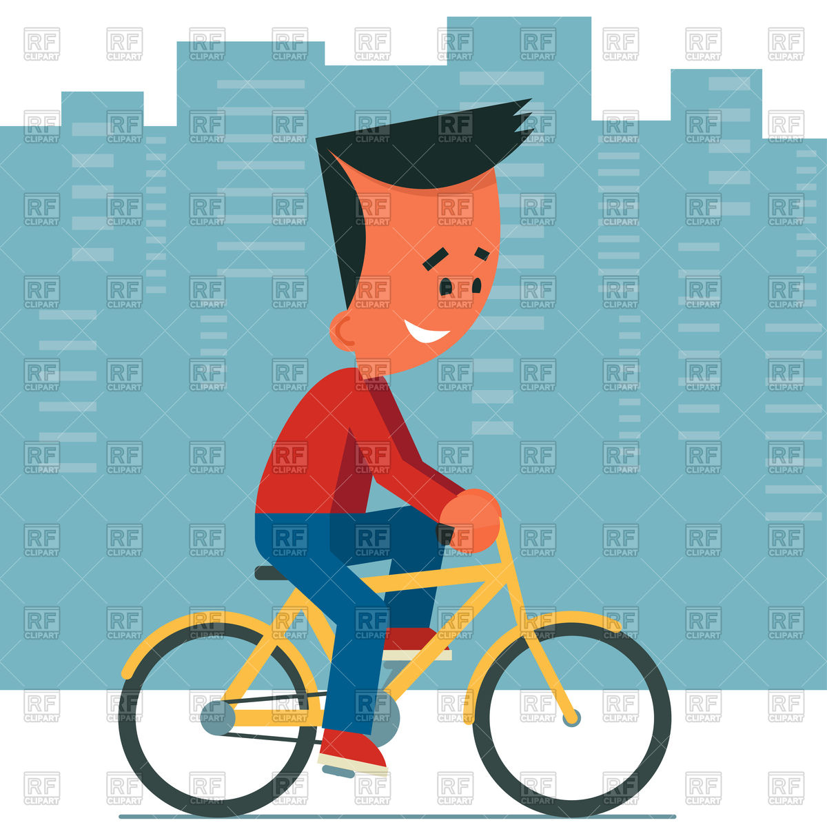 1200x1200 Cartoon Young Man Riding A Bicycle