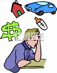 235x300 Clip Art Image A Frustrated Father Worrying About Bills, His