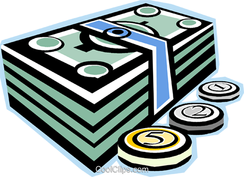 480x348 Dollar Bills And Coins Royalty Free Vector Clip Art Illustration