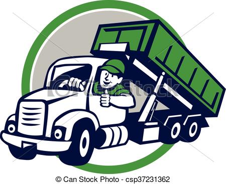 450x367 Roll Off Bin Truck Driver Thumbs Up Circle Cartoon . Clip Art