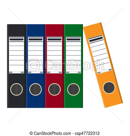 450x470 Files, Ring Binders, Colorful Office Folders. Side View . Vector