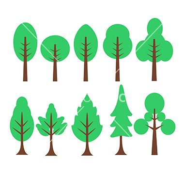 380x400 Cartoon Trees Set Vector Cartoon Set Isolated Birch Tree Foliage