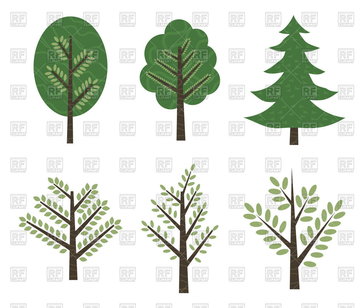 1200x1015 Set Of Trees Aspen, Birch, Oak Royalty Free Vector Clip Art Image