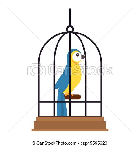 450x470 Cute Bird In Cage Mascot Vector Illustration Design Vector
