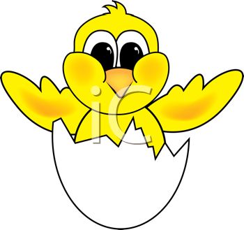 350x329 Cartoon Clip Art Of A Yellow Bird Hatching Out Of It's Shell