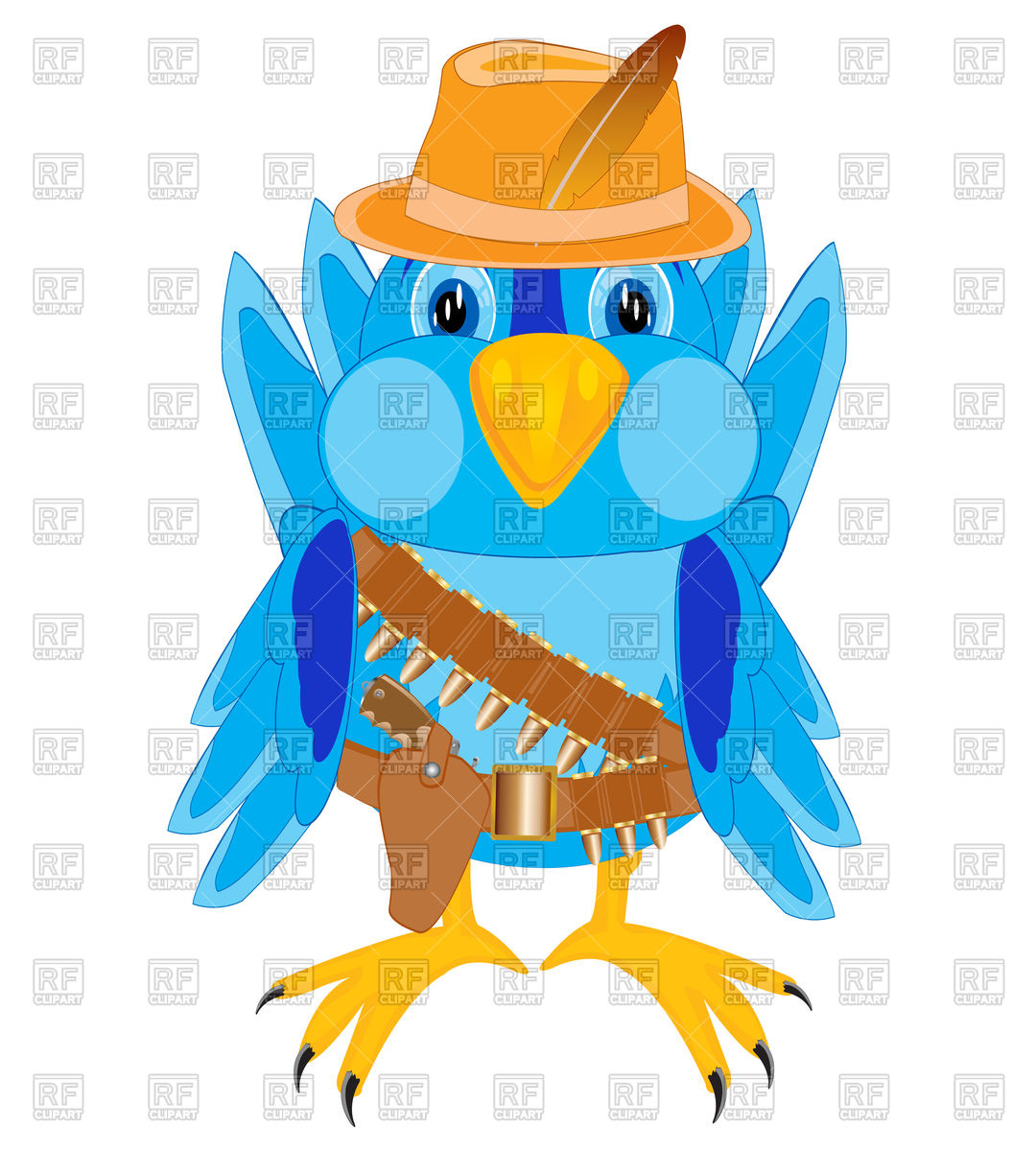 1080x1200 Cartoon Bird In Cowpuncher Clothes Royalty Free Vector Clip Art