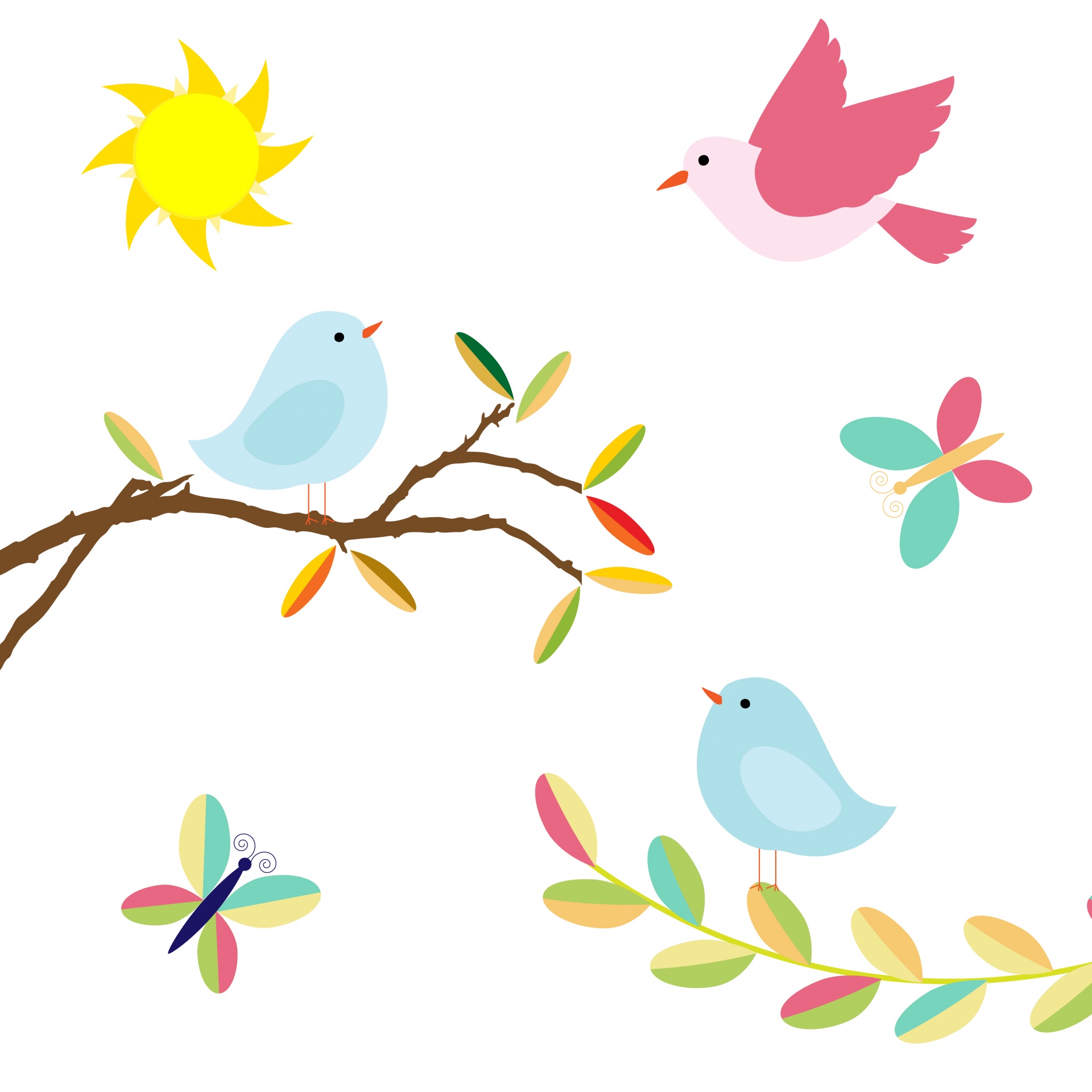 1920x1920 Birds Clipart Illustration Free Stock Photo