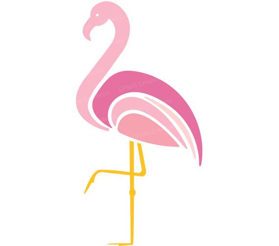 570x504 Pink Flamingo Clipart Tropical Birds Instant Download Art