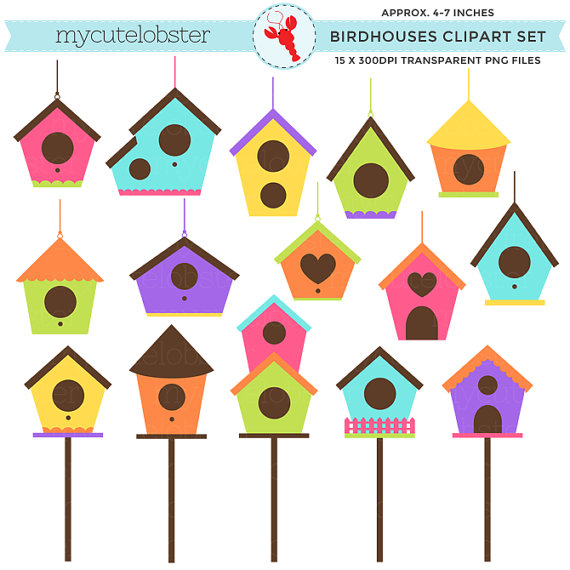 570x570 Birdhouses Clipart Set