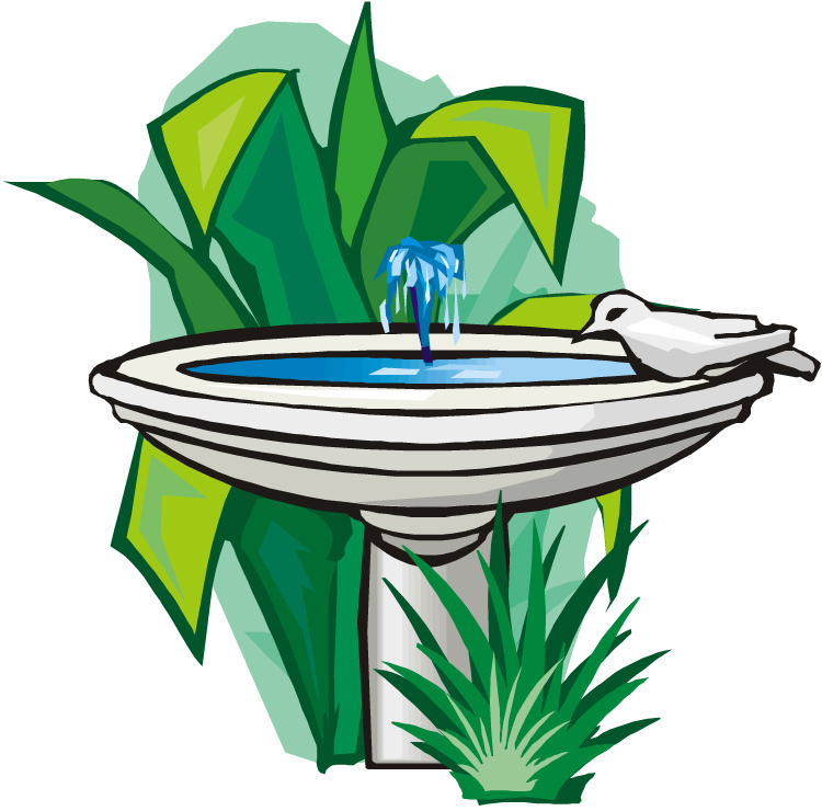 750x740 Bird Bath In Garden Clipart