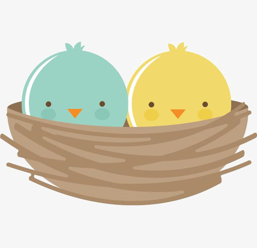 528x510 Cartoon Bird, Hand Painted Birdie, Bird Nest, Cute Bird Png Image