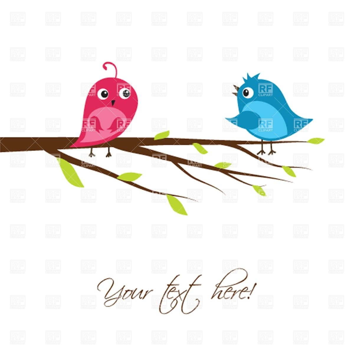 1200x1200 Couple Of Cute Birds On The Tree Branch Vector Image Vector