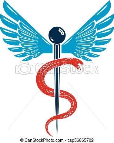 376x470 Caduceus Symbol Made Using Bird Wings And Poisonous Snakes